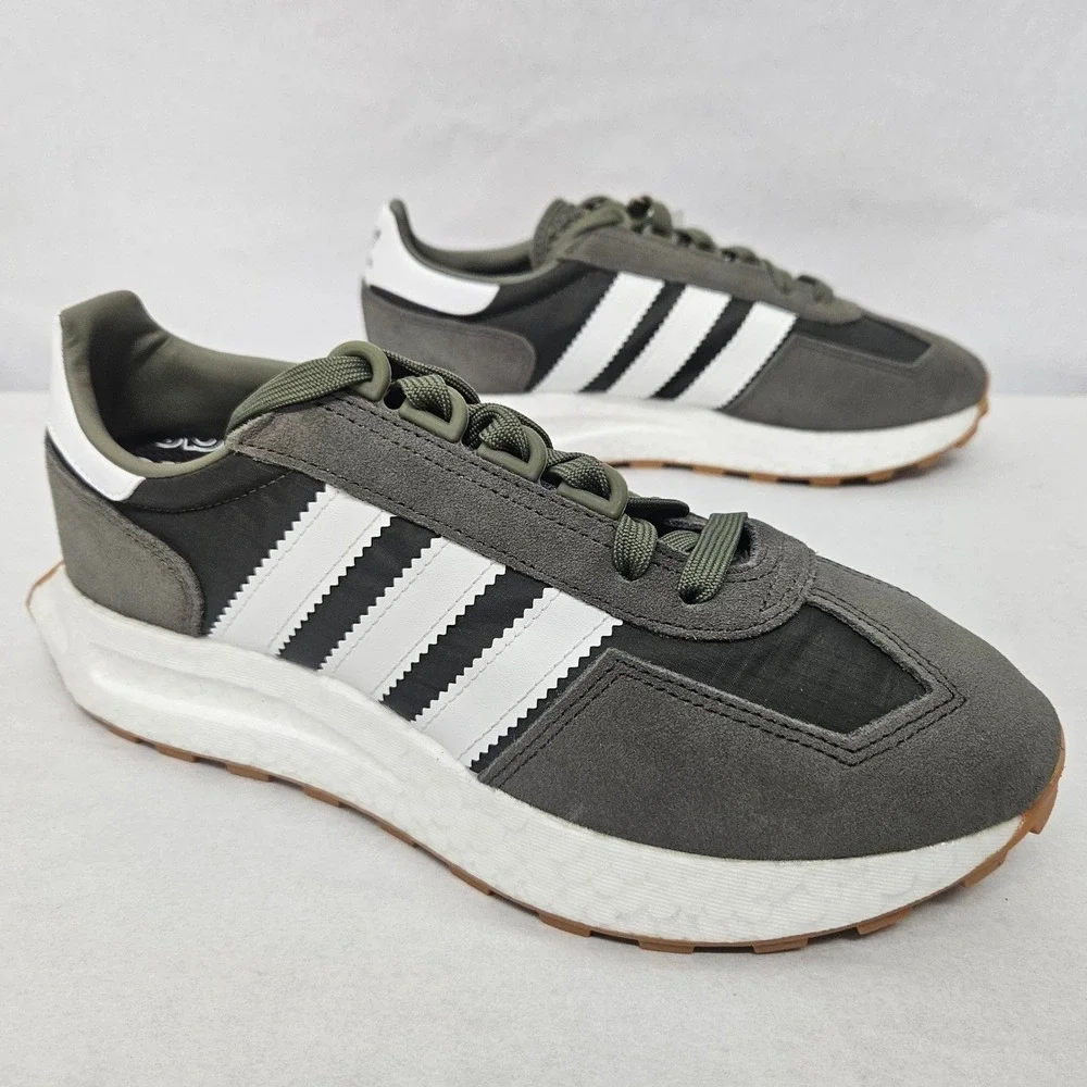 Adidas Retropy‎ E5 Casual Sneakers H03854 Olive White Gray Boost Mens Size 8.5